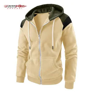 โรงงานคุณภาพสูงหนา GSM วินเทจสีเทาเย็บปักถักร้อยเฮฟวี่เวทเสื้อกันหนาวหมวกสําหรับผู้ชายว่างเปล่าเต็มซิปขึ้นเสื้อกันหนาวหมวก - Product Image 1