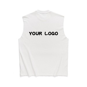 OEM Logo personnalisé vente en gros OEM logo imprimé coton épais sans manches t-shirts couleur unie blanc noir hommes débardeur débardeur gilet - Product Image 4