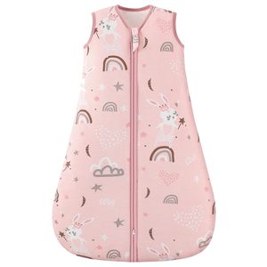 Sac de couchage bébé <span class=keywords><strong>1</strong></span>,5 <span class=keywords><strong>Tog</strong></span> en coton imprimé sans manches avec fermeture éclair, couverture portable pour nouveau-né, vente en gros - Product Image 1