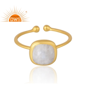 Venta caliente 925 Plata de Ley 18K Chapado en oro Natural Rainbow Moon Stone Anillo de piedras preciosas Demi Fine Jewelry Manufacturer - Product Image 3