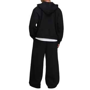 Personalizado Unisex Peso Pesado Casual Francés Terry Poliéster/Algodón de gran tamaño en blanco con cremallera completa Sudadera con capucha Jogger Set - Product Image 2