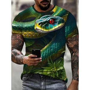 Camisetas de serpiente de moda para hombres 3D impreso divertido patrón de animales camiseta de gran tamaño verano Hip Hop tendencia Casual cuello redondo Tops 2025 - Product Image 1