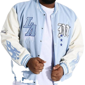 Chaqueta de béisbol universitaria con bordado de chenilla OEM, chaquetas de algodón personalizadas con letras para hombre, abrigo de talla grande, chaqueta universitaria para hombre - Product Image 1