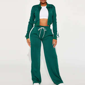 Conjunto Deportivo de Dos Piezas para Mujer, Ropa Deportiva Informal para Invierno, Traje para Correr, Sudadera con Capucha sin Cuello con Cremallera Completa, Ajuste Delgado y Cómodo - Product Image 1