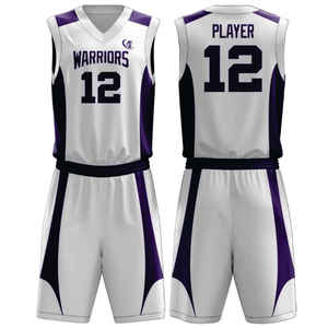 OEM personalizado 100% poliéster tela baloncesto uniforme Unisex superior y pantalones cortos de buena calidad Saleeve con corto - Product Image 6