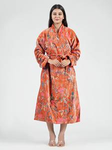 Kimono de tela de terciopelo Floral bata de terciopelo de algodón bata de invierno chaqueta de terciopelo hermosa chaqueta de Kimono Floral de invierno - Product Image 5