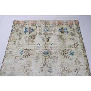 Tapis vintage 3,9x8,3 pi (120x252 cm), tapis turc en laine bleu floral - Product Image 5