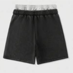 Shorts de survêtement décontractés tendance personnalisés en tissu Oxford 100 % coton avec imprimé graphique et broderie, effet vieilli et délavé à l'acide pour l'été - Product Image 2