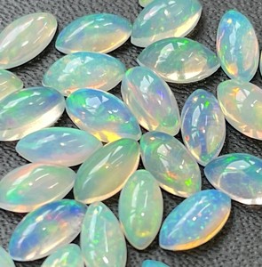 Marquise d'opale éthiopienne naturelle 5x10mm Cabochon dos plat-Superbe qualité multi-feu Opale lâche Marquise Cabochon pierre précieuse - Product Image 4