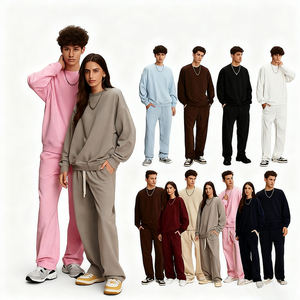 Survêtements pour hommes 430GSM, sweats à capuche unis, pantalons de survêtement à cordon de serrage, sweat-shirt rétro en molleton, ensembles de sweats à capuche streetwear pour hommes - Product Image 1