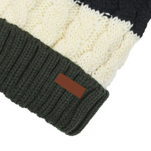 Bonnet d'hiver unisexe en coton personnalisé haute visibilité, tendance 2025, jacquard multicolore à revers long, avec lettres, vente en gros - Product Image 2