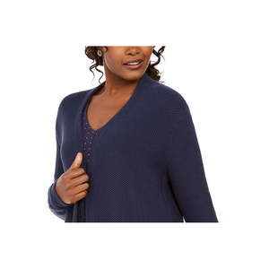 Cardigan da Donna in Cotone Taglia Grande con Bottoni Laterali Colore Blu della Collezione JM - Product Image 2