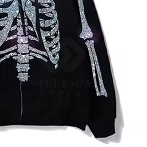 Sweat à capuche pour homme en tissu respirant, style pull, avec poche et strass, très vendu - Product Image 5