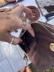 Unique Designer Phone <b>Purse</b> Handbag Real Cowhide Fur Hand Tooled Carving Leather Bag <b>Small</b> Size Bags Pouch Designer Bag - Product Image 6