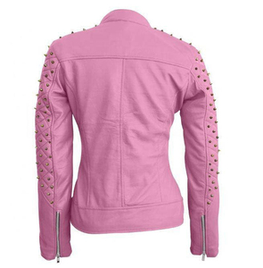 Chaqueta de Motociclista de Cuero Genuino con Tachuelas y Pedrería para Hombre, Diseño Corto Otoño 2025, Resistente al Viento - Product Image 2