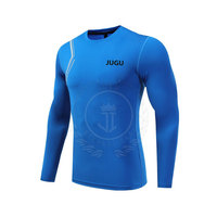 Camisetas de Compresión Tejidas para Hombre, Transpirables, de Secado Rápido, Ecológicas, de Spandex/Poliéster, Manga Larga, Cuello Redondo, para Fitness