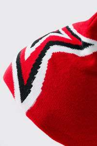 หมวกถักสีแดงแจ็คการ์ดสีดำสีขาวลายสัตว์หมวกอะคริลิคฤดูหนาวที่อบอุ่นใส่ได้ทั้งชายและหญิง3D งานปักโรงงาน OEM ODM - Product Image 5