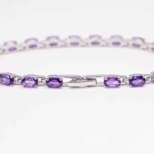 สร้อยข้อมือเงินสเตอร์ลิงสีม่วงสีม่วงสีม่วงสร้อยข้อมือเทนนิส925ที่ดีที่สุดขายส่งในการตั้งค่าง่ามจำนวนมาก - Product Image 1