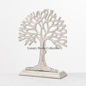 Escultura decorativa de Color plateado con forma de árbol y objeto decorativo Aluminio pulido brillante Casted Made Home And Tabletop Decor - Product Image 1