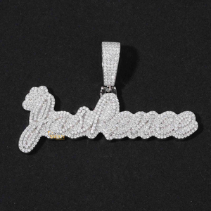 Colgante de nombre personalizado en plata 925 Iced Out con diamantes de moissanita Collar personalizado de estilo hip hop Joyería ostentosa - Product Image 1