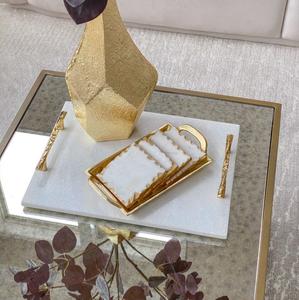 ถาดเสิร์ฟอาหารทรงสี่เหลี่ยมลายหินอ่อนสำหรับงานแต่งงานอุปกรณ์ทานอาหารว่างถาดวางบนโต๊ะสำหรับร้านอาหารดีไซน์ใหม่ - Product Image 1