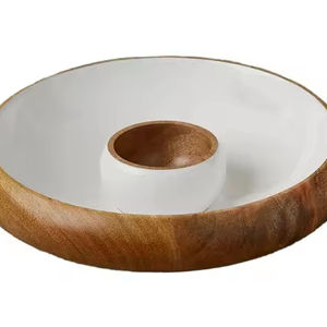 Aperitivos de mesa hechos a mano con astillas de madera y cuenco de inmersión, suministros para servir con materiales de acero y vidrio para el hogar, hotel o restaurante - Product Image 1