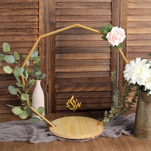Arche décorative en métal pour gâteau, présentoir de table de mariage, fait main, moderne, en marbre, rond, pour fête - Product Image 5