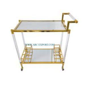 Metal Shining Mirror Polished Modern 2 Layer Food Serving Trolley Standard New Stylish Home Decorative Food Serving Trolley - Product Image 6