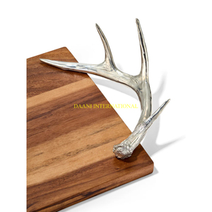 ถาดเสิร์ฟทำจากไม้ทรงรีพร้อมที่จับใบทองหรูหราถาดชากาแฟอาหารเช้าอาหารว่างตกแต่งห้องครัว - Product Image 6