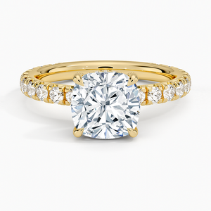 Bague de fiançailles en diamant de luxe avec accent de galerie cachée Bague solitaire pour femme Diamant de laboratoire certifié en or 14 carats original - Product Image 1