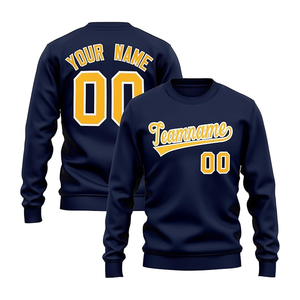 Custom Name Number Crew Neck <b>Sweatshirt</b> Men's <b>Navy</b> Blue 100% Cotton Pullover Regular Fit Autumn Casual Sport Jersey Style - Product Image 1