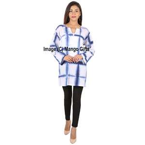 Túnica de Verano para Mujer, Tie-Dye, 100% Algodón, Cuello en V, Estilo Casual, Estampado Moderno, Tejido Transpirable, Ropa Hippie, Decoración con Logotipo - Product Image 6