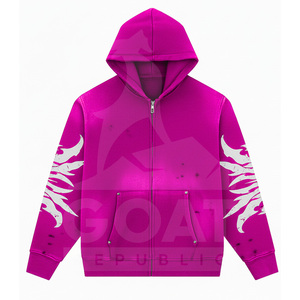 Sudadera con Capucha Desgastada y Lavada, Corte Regular, Estilo Urbano Vintage, Estampado Gráfico Personalizado, Invierno, Tinte Liso, Hip Hop, Y2k - Product Image 4