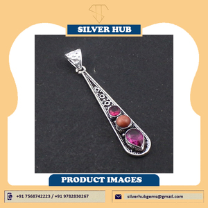 Colgante de Piedra solar de Cuarzo Rosa, joyería de plata de ley 925, famosa, hecha a mano - Product Image 4