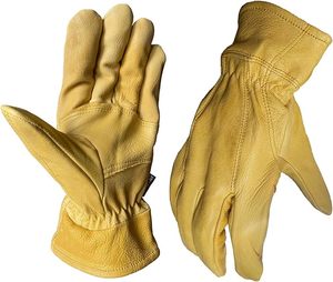 Guantes de trabajo de cuero de piel de cabra, duraderos y transpirables para todo tipo de clima y flexibles, agarre antideslizante para conducción de camiones y trabajo - Product Image 3