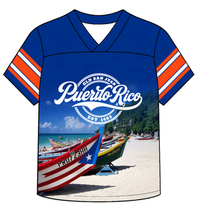 Camiseta Deportiva Sublimada Personalizada Estilo Puerto Rico, Camiseta de Fútbol con Estampado Tropical y Malla - Product Image 2