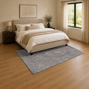 <b>RUGS</b> DEPOT LXDP-0240 Wholesale <b>Charcoal</b> <b>Grey</b> Modern Vintage Digital Printed Machine Washable Chenille Area <b>Rug</b> Non Slip - Product Image 3