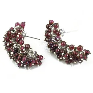 Gold-Plated <b>Red</b> Garnet Drop <b>Earrings</b> for Women's Statement Jewelry ABDE-20215 - Product Image 1