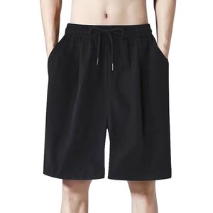 Short d'été en coton et lin respirant pour hommes, pantalon de plage hawaïen taille élastique, couleur unie, polyvalent, streetwear ample - Product Image 6