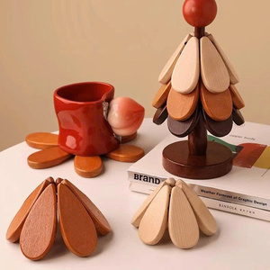 Wooden Tree <b>Coaster</b> Handcrafted Wood Trivet For Kitchen Dining Table Vietnam By 99 <b>Gold</b> Data - Ms Violet - Product Image 6