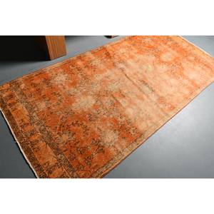 พรมตุรกีโบราณ4x8.2ft ผ้าวูลสีส้มและสีเบจสไตล์โบฮีเมียนสไตล์คลาสสิคผ้าวูลถักแบบแบนมียางรองสำหรับห้องนั่งเล่น - Product Image 2