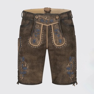 Conjunto corto y largo de pantalón Lederhosen alemán y austriaco, camisa de cuero desgastado, aspecto Vintage bordado, Lederhosen bávaro - Product Image 1