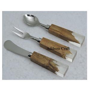 Outil de découpe de fromage en acier inoxydable au design moderne, manche en marbre, couverts personnalisés, cuillère, fourchette, vaisselle écologique pour la maison et l'hôtel - Product Image 5