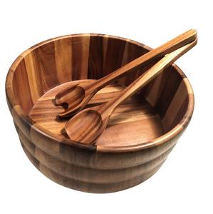 Fournisseur de bol à salade en bois de belle qualité bol de service de designer fait à la main forme ronde bol à salade en bois de gros - Product Image 5
