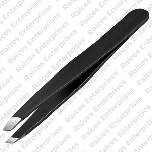 Pinzas para cejas de acero inoxidable ligeras de alto estándar con punta inclinada para depilación facial a la venta - Product Image 2