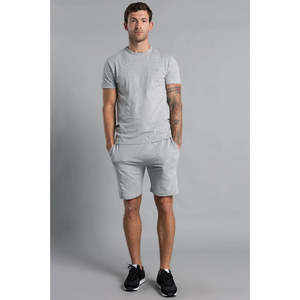 Conjunto de Verano de 2 Piezas para Hombre, Camiseta Holgada Informal de Algodón 100% Pesado y Pantalones Cortos, Estilo Urbano, Manga Corta - Product Image 1