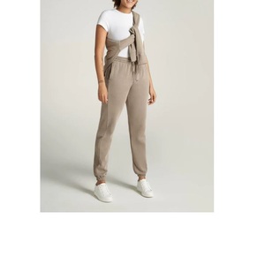 Automne-hiver pantalons décontractés pour femmes avec avant plat Style coupe ample lavage léger mélange épais laine cordon fermeture BD - Product Image 2
