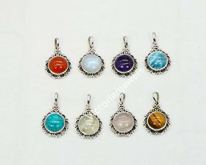 925 plata esterlina sólida junio mes piedra de nacimiento Calcedonia azul con ajuste de bisel colgante de estilo floral - Product Image 5