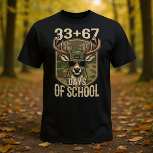 Maglietta mimetica da ragazzo per la caccia al cervo, 67 33 Giorni di scuola, 100 giorni di insegnante, abbigliamento promozionale personalizzabile - Product Image 3