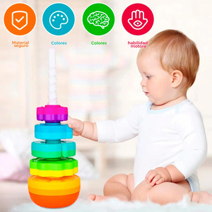 <b>Stacking</b> <b>Rings</b> Toy for Babies, Single Color, Educational, Multicolor - Assorted Colors - Product Image 5